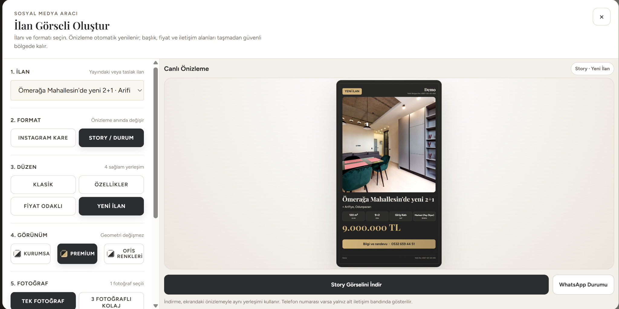 KonutAğı sosyal medya görsel üretim ekranı